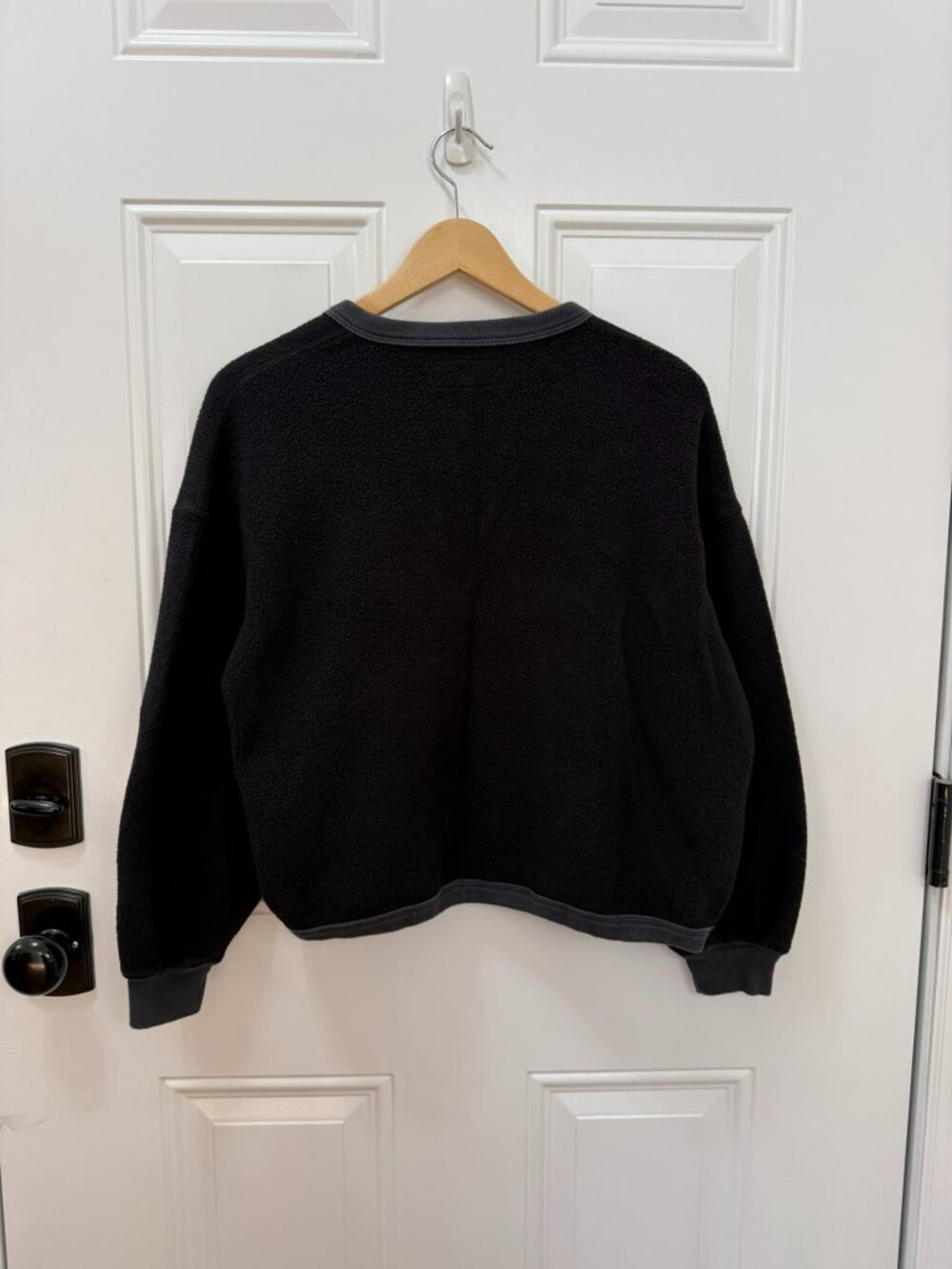 The Great Fleece Henley Sweatshirt Black Textured Pullover Size 1 (small) - Picture 3 of 7